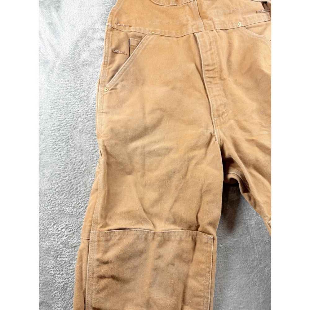 Carhartt R01 Bib Overalls Mens 32x30 Brown Duck Double Knee Workwear - Picture 3 of 12